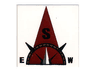 Tile 2 x 2 with Compass South 'S' in Dark Red Pointer Pattern