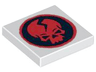 Tile 2 x 2 with Ninjago Cracked Red Skull on Black Circle Pattern