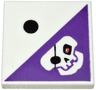 Tile 2 x 2 with 1 Black Dot and Dark Purple Triangle with Skull with Eye Patch Pattern
