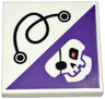 Tile 2 x 2 with String and Dark Purple Triangle with Skull with Eye Patch and Red Eye Pattern