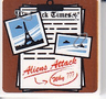 Tile 2 x 2 with 'Aliens Attack Why?', Clipboard and Photos Pattern