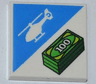 Tile 2 x 2 with Helicopter and Stack of 100 Dollar Bills Money Pattern