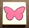 Tile 2 x 2 with Dark Pink Butterfly Pattern