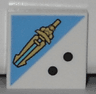 Tile 2 x 2 with 2 Black Dots and Gold Sword Pattern
