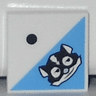 Tile 2 x 2 with 1 Black Dot and Skunk Head Pattern