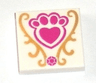Tile 2 x 2 with Magenta Jewel and Paw Print with Heart and Gold Decorations Pattern