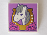 Tile 2 x 2 with Horse Head Facing Left in Horseshoe and Flowers Pattern
