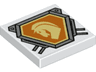 Tile 2 x 2 with Bright Light Yellow Horse Head on Orange Hexagonal Shield with Silver Border Pattern