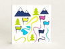 Tile 2 x 2 with Map of Ski Resort with Flags, Trees and Mountains Pattern