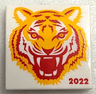 Tile 2 x 2 with Bright Light Orange and Red Tiger Head and '2022' Pattern (BAM)