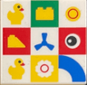 Tile 2 x 2 with Ducklings, Brick, Plate 1 x 1, Slope, Propeller, Eye, Flower and Macaroni Tile Pattern