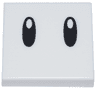 Tile 2 x 2 with Black Oval Eyes with Glints Pattern (Super Mario Turnip Face)