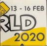Tile 2 x 2 with LEGO World Logo Right Half, '13-16 FEB', 'RLD' and '2020' Pattern