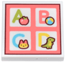 Tile 2 x 2 with Coral Poster Grid with Letters A, B, C, D and Apple, Ball, Cat and Dinosaur Pattern