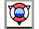 Tile 2 x 2 with Life Preserver Coast Guard Logo Pattern