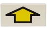 Tile 1 x 2 with Yellow Arrow Short with Black Border Pattern