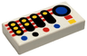 Tile 1 x 2 with Control Panel with Black, Blue, Red, and Yellow Buttons and Stripes Pattern