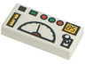 Tile 1 x 2 with Green and Red Buttons, Gauges, Joystick, and Black '85' Pattern