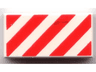 Tile 1 x 2 with Red and White Danger Stripes Pattern