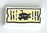 Tile 1 x 2 with Black Lines and Underwater Fish Bus Pattern (SpongeBob Bus Ticket)