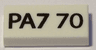 Tile 1 x 2 with Black 'PA7 70' Pattern