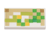 Tile 1 x 2 with Pixelated Green, Lime, Tan and Yellow Pattern (Minecraft Iron Golem)