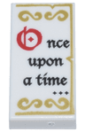 Tile 1 x 2 with Black and Red 'Once upon a time...' and Gold Decorations Pattern