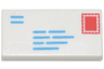 Tile 1 x 2 with Dark Azure Lines and Red Rectangle Pattern (Mail Envelope with Stamp and Return Address)