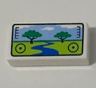 Tile 1 x 2 with Viewfinder Screen Image of Safari Park with 2 Trees and River Pattern