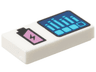 Tile 1 x 2 with Black and Metallic Pink Battery Charge and Dark Blue Screen with Dark Azure Bar Graph Pattern