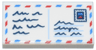 Tile 1 x 2 with Red and Blue Lines, Dark Blue Square and Scribbles Pattern (Air Mail Envelope / Postcard with Stamp)