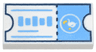 Tile 1 x 2 with Dark Blue and Medium Blue Ticket with Tear Line, White and Yellow Bird Pattern (Animal Crossing Dodo Airlines Ticket)
