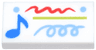 Tile 1 x 2 with Blue Music Note, Lime Line, Medium Blue Dots and Spiral, Red Scribble Pattern