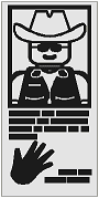 Tile 1 x 2 with Hand Print and Cowboy Pattern