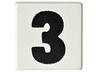 Tile 1 x 1 with Black Number 3 Bold Pattern