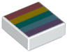 Tile 1 x 1 with Coral, Yellow, Dark Turquoise, Medium Azure, and Medium Lavender Rainbow Stripes Pattern