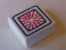 Tile 1 x 1 with Radial Red Lines in Rounded Black Squares Pattern