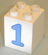 Duplo, Brick 2 x 2 x 2 with Number 1 Blue Pattern