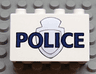 Duplo, Brick 2 x 4 x 2 with 'POLICE' over Silver Badge Pattern