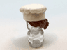 Minifigure, Hair Combo, Hat with Hair, Chef Toque with Molded Reddish Brown Hair in Bun Pattern