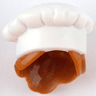 Minifigure, Hair Combo, Hat with Hair, Chef Toque with Molded Dark Orange Hair in Bun Pattern