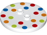 Tile, Round 4 x 4 with 2 Hollow Studs with Polka Dot Pattern