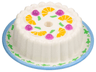 Cake with Dark Pink Cherries and Orange Wedges Pattern