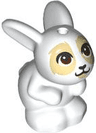 Bunny / Rabbit, Mini Doll Style, Sitting with Reddish Brown Eyes, Black Nose, White Eyebrows, Tan Eye Patches Pattern