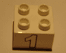 Duplo, Brick 2 x 2 with Silver Number 1 Pattern