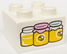 Duplo, Brick 2 x 2 with 3 Jars of Honey Pattern