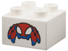 Duplo, Brick 2 x 2 with Red and Blue Spider Robot (Spider-Man Trace-E) Pattern