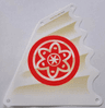 Cloth Sail Triangular 16 x 18 Tapered Top and Wavy Edge with Red Circle with Petals and Inner Circle Pattern