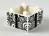 Container, Box 2 x 2 x 1 - Top Opening with Flat Inner Bottom with Black Spirals and Gift Wrap Ribbon Pattern