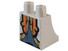 Lower Body, Skirt with Black, Orange and Gold Hems over Sand Blue Robe Pattern